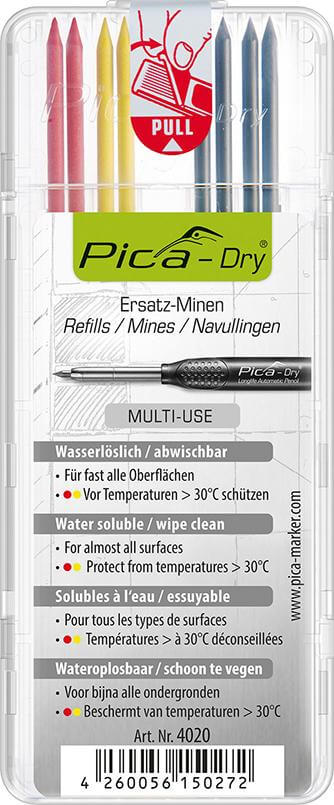 Pica Minen-Set für Tieflochmarker Pica-Dry Graphit, gelb, rot Pica