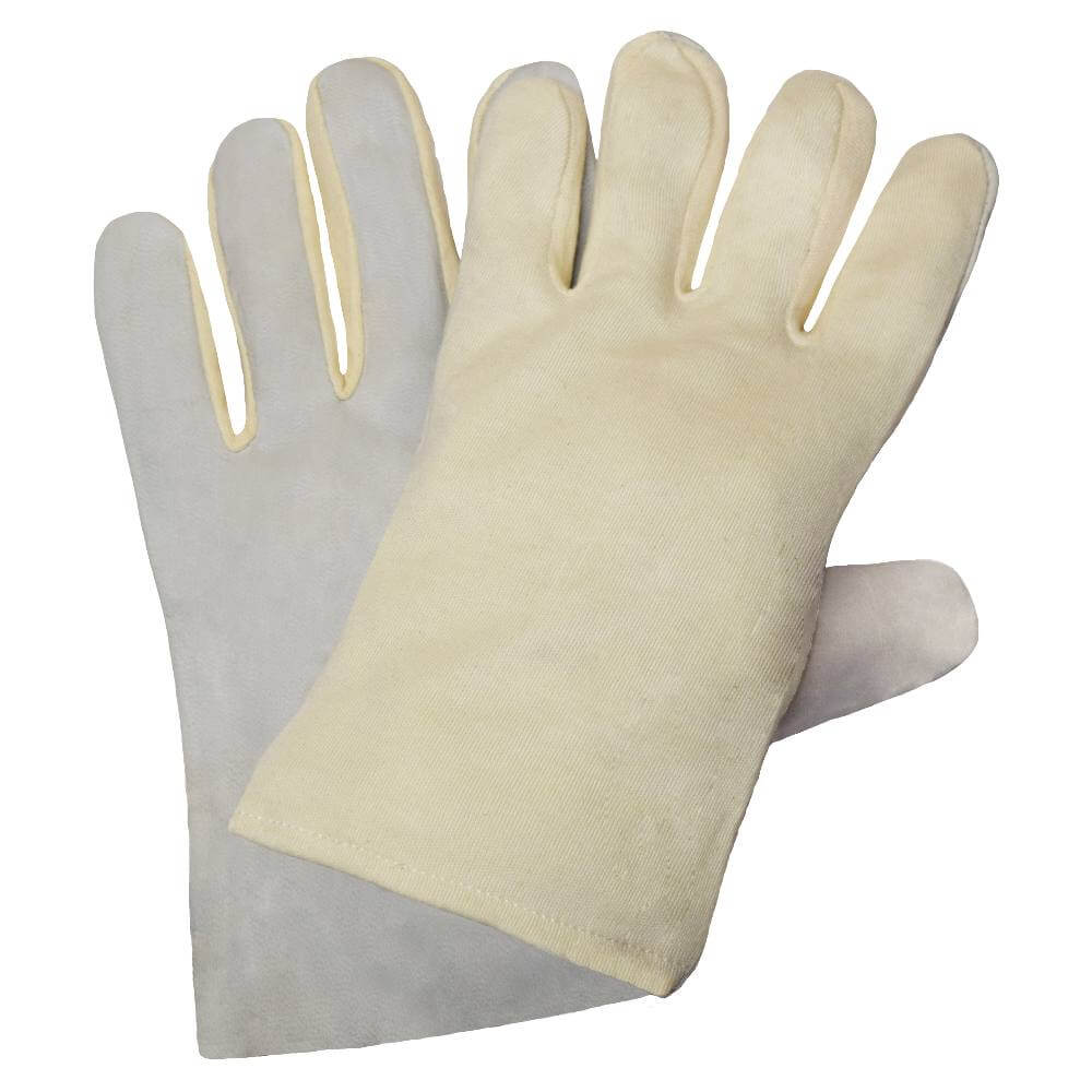 Nitras Nappa-Trikot-Handschuhe, Baumwoll-Trikot, naturfarben, Nappaleder, grau, Größe 11