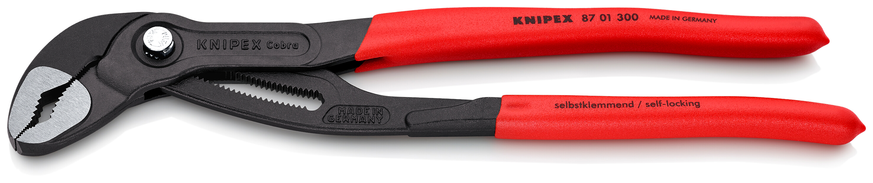 KNIPEX 87 01 300 Cobra® Hightech-Wasserpumpenzange 300 mm grau atramentiert mit rutschhemmendem Kunststoff überzogen poliert SB-Karte/Blister