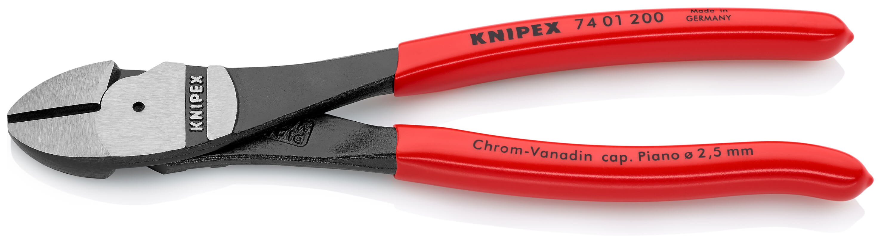 KNIPEX 74 01 200 Kraft-Seitenschneider 200 mm schwarz atramentiert mit Kunststoff überzogen poliert SB-Karte/Blister