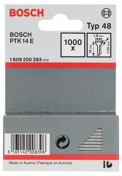 Bosch Tackernagel Typ 48, 1,8 x 1,45 x 14 mm, 1000er-Pack